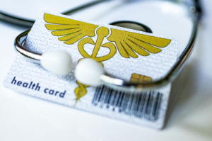 medical card with stethoscope